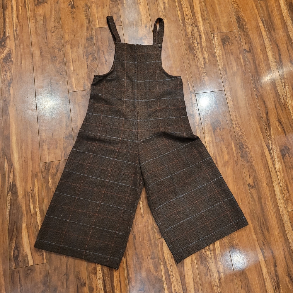 Elegant Brown Plaid Jumpsuit